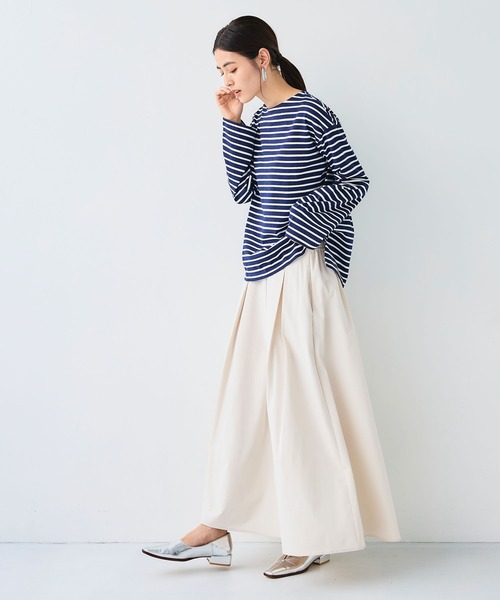 CROSS FUNCTION（クロスファンクション）の「エブ楽 オーガニックコットンボーダートップス【CF/クロスファンクション】（Tシャツ/カットソー・レディース・オフホワイト/ネイビー・L/M/LL）」の4枚目の写真