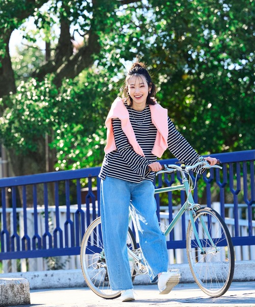 CROSS FUNCTION（クロスファンクション）の「エブ楽 オーガニックコットンボーダートップス【CF/クロスファンクション】（Tシャツ/カットソー・レディース・オフホワイト/ネイビー・L/M/LL）」の8枚目の写真