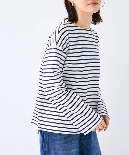 CROSS FUNCTION（クロスファンクション）の「エブ楽 オーガニックコットンボーダートップス【CF/クロスファンクション】（Tシャツ/カットソー・レディース・オフホワイト/ネイビー・L/M/LL）」の15枚目の写真