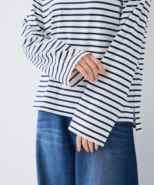 CROSS FUNCTION（クロスファンクション）の「エブ楽 オーガニックコットンボーダートップス【CF/クロスファンクション】（Tシャツ/カットソー・レディース・オフホワイト/ネイビー・L/M/LL）」の22枚目の写真