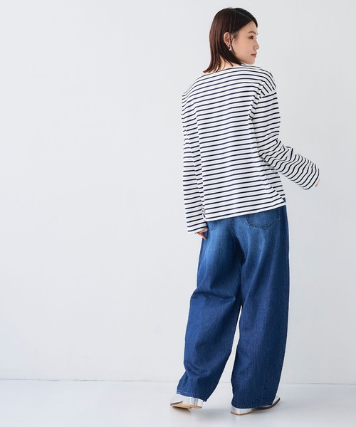 CROSS FUNCTION（クロスファンクション）の「エブ楽 オーガニックコットンボーダートップス【CF/クロスファンクション】（Tシャツ/カットソー・レディース・オフホワイト/ネイビー・L/M/LL）」の20枚目の写真