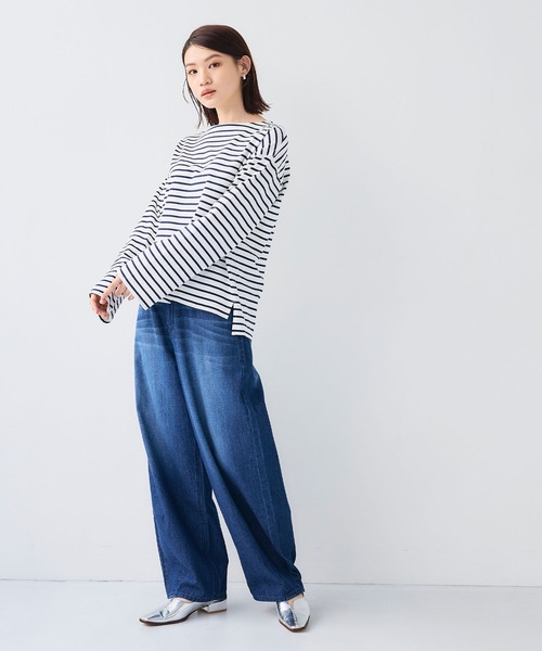 CROSS FUNCTION（クロスファンクション）の「エブ楽 オーガニックコットンボーダートップス【CF/クロスファンクション】（Tシャツ/カットソー・レディース・オフホワイト/ネイビー・L/M/LL）」の17枚目の写真