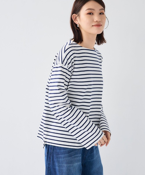 エブ楽 オーガニックコットンボーダートップス【CF/クロス