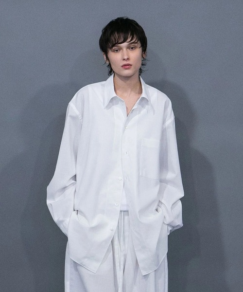 my beautiful landlet（マイビューティフルランドレット）の「【my beautiful landlet】 COHORUS RAMIE × SOLOTEX OVERSIZE REGULAR SHIRT（シャツ/ブラウス・メンズ・ブラック/チャコールグレー/ホワイト/ブラウン・0/1）」の2枚目の写真