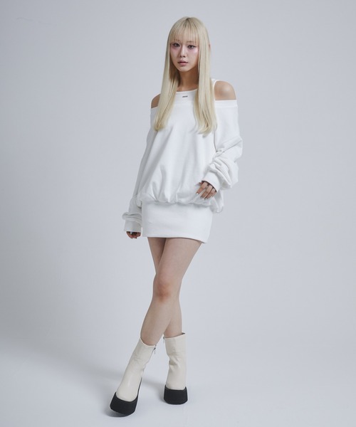 ENVYM（アンビー）の「レイヤードライクスウェットワンピース（ワンピース・レディース・グレー/ホワイト/カーキ・FREE）」の21枚目の写真