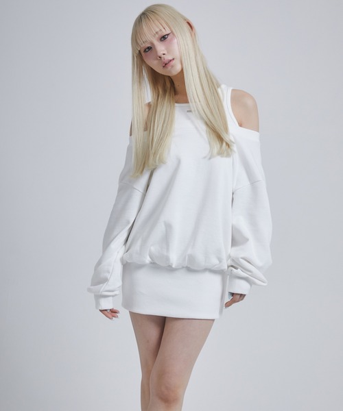 ENVYM（アンビー）の「レイヤードライクスウェットワンピース（ワンピース・レディース・グレー/ホワイト/カーキ・FREE）」の5枚目の写真