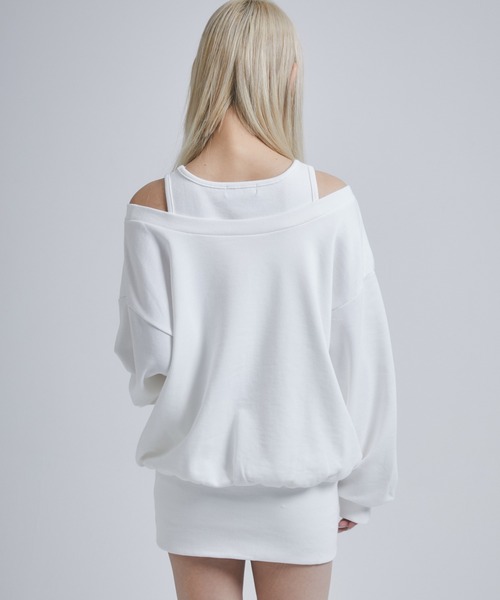 ENVYM（アンビー）の「レイヤードライクスウェットワンピース（ワンピース・レディース・グレー/ホワイト/カーキ・FREE）」の9枚目の写真