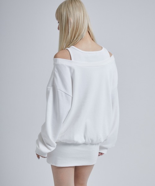 ENVYM（アンビー）の「レイヤードライクスウェットワンピース（ワンピース・レディース・グレー/ホワイト/カーキ・FREE）」の10枚目の写真