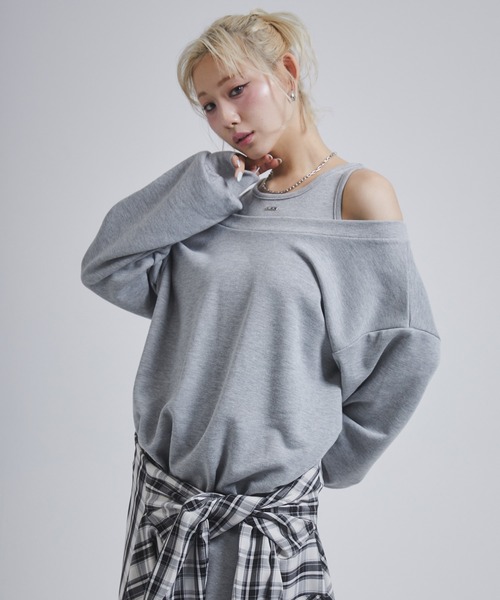 ENVYM（アンビー）の「レイヤードライクスウェットワンピース（ワンピース・レディース・グレー/ホワイト/カーキ・FREE）」の16枚目の写真