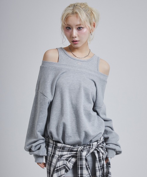 ENVYM（アンビー）の「レイヤードライクスウェットワンピース（ワンピース・レディース・グレー/ホワイト/カーキ・FREE）」の17枚目の写真