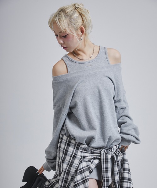 ENVYM（アンビー）の「レイヤードライクスウェットワンピース（ワンピース・レディース・グレー/ホワイト/カーキ・FREE）」の18枚目の写真