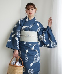 有松絞り浴衣3点セット utatane 藍色の綺羅星 綿紅梅（浴衣）｜utatane