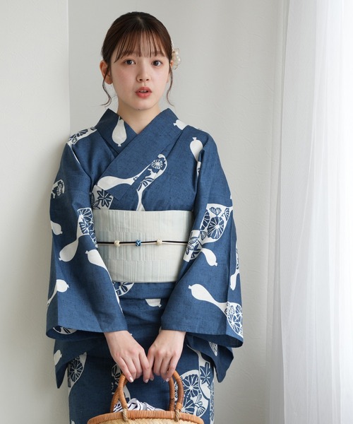 ゆかたん様　制作ご注文商品　13作品 セール】手染め注染浴衣3点セット utatane×注染工房 赤坂紬 青藍