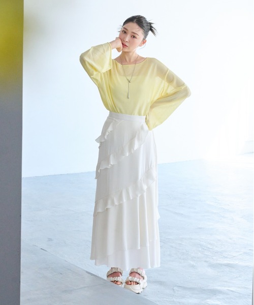 mysty woman（ミスティウーマン）の「フリルエスカルゴスカート  328031（スカート・レディース・オフホワイト/グレー/チャコールグレー・FREE）」の2枚目の写真