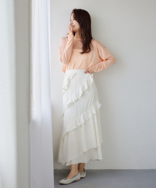 mysty woman（ミスティウーマン）の「フリルエスカルゴスカート  328031（スカート・レディース・オフホワイト/グレー/チャコールグレー・FREE）」の6枚目の写真