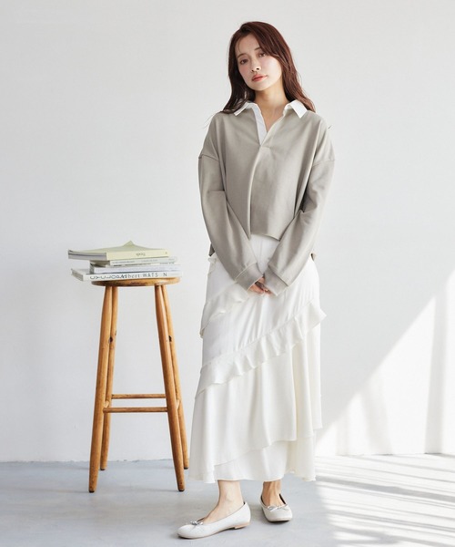 mysty woman（ミスティウーマン）の「フリルエスカルゴスカート  328031（スカート・レディース・オフホワイト/グレー/チャコールグレー・FREE）」の7枚目の写真