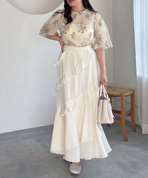 mysty woman（ミスティウーマン）の「フリルエスカルゴスカート  328031（スカート・レディース・オフホワイト/グレー/チャコールグレー・FREE）」の8枚目の写真