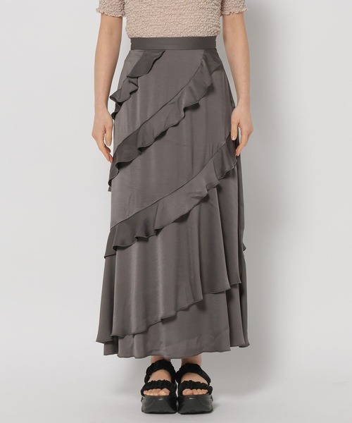 mysty woman（ミスティウーマン）の「フリルエスカルゴスカート  328031（スカート・レディース・オフホワイト/グレー/チャコールグレー・FREE）」の9枚目の写真