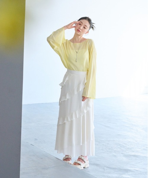 mysty woman（ミスティウーマン）の「フリルエスカルゴスカート  328031（スカート・レディース・オフホワイト/グレー/チャコールグレー・FREE）」の21枚目の写真