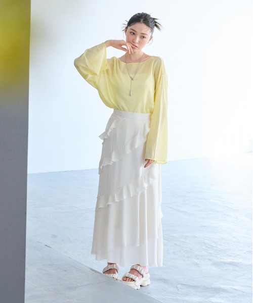 mysty woman（ミスティウーマン）の「フリルエスカルゴスカート  328031（スカート・レディース・オフホワイト/グレー/チャコールグレー・FREE）」の22枚目の写真