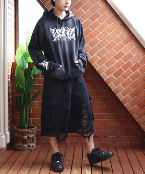 ８(eight)（エイト）の「スプレー加工プルパーカー（パーカー・メンズ・ブラック/ブラウン/ピンク・MEDIUM/LARGE）」の4枚目の写真