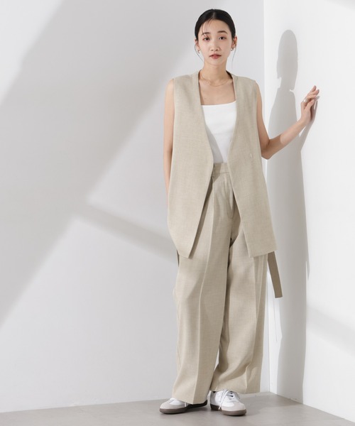 NANO universe（ナノユニバース）の「多機能素材スラックス(セットアップ可)（スラックス・レディース・ライトグレー/ダークネイビー/ベージュ・FREE）」の16枚目の写真