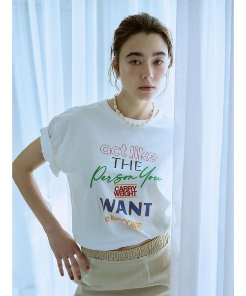 Ungrid（アングリッド）の「カラーロゴルーズTee（Tシャツ/カットソー・レディース・イエロー/レッド/オフホワイト/チャコールグレー・FREE）」の5枚目の写真