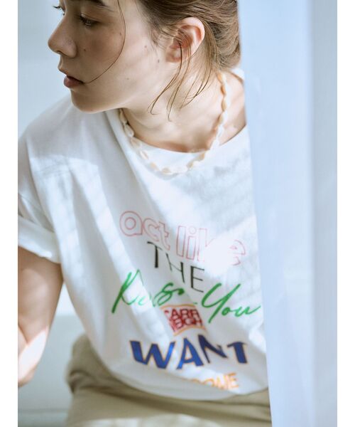 Ungrid（アングリッド）の「カラーロゴルーズTee（Tシャツ/カットソー・レディース・イエロー/レッド/オフホワイト/チャコールグレー・FREE）」の8枚目の写真