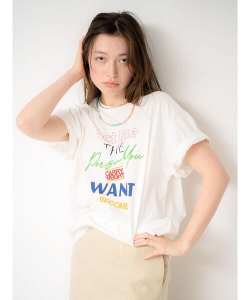 Ungrid（アングリッド）の「カラーロゴルーズTee（Tシャツ/カットソー・レディース・イエロー/レッド/オフホワイト/チャコールグレー・FREE）」の10枚目の写真