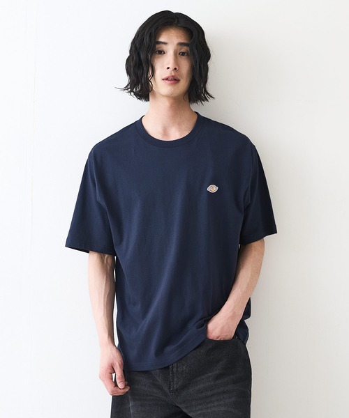 Dickies(ディッキーズ)の「【DICKIES/ディッキーズ】コットン100% ワンポイント ミニロゴワッペン Tシャツ(Tシャツ/カットソー・メンズ・ブラック/ダークグリーン/ネイビー/ホワイト・MEDIUM/LARGE/X-LARGE)」の4枚目の写真