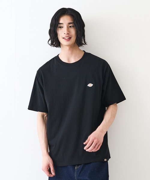 Dickies(ディッキーズ)の「【DICKIES/ディッキーズ】コットン100% ワンポイント ミニロゴワッペン Tシャツ(Tシャツ/カットソー・メンズ・ブラック/ダークグリーン/ネイビー/ホワイト・MEDIUM/LARGE/X-LARGE)」の1枚目の写真