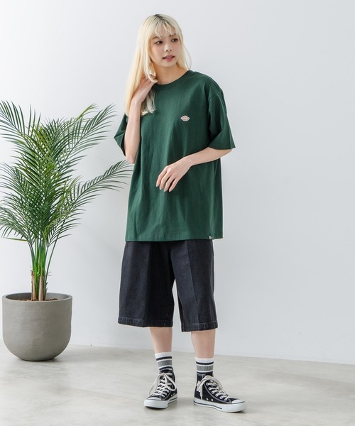 Dickies(ディッキーズ)の「【DICKIES/ディッキーズ】コットン100% ワンポイント ミニロゴワッペン Tシャツ(Tシャツ/カットソー・メンズ・ブラック/ダークグリーン/ネイビー/ホワイト・MEDIUM/LARGE/X-LARGE)」の19枚目の写真