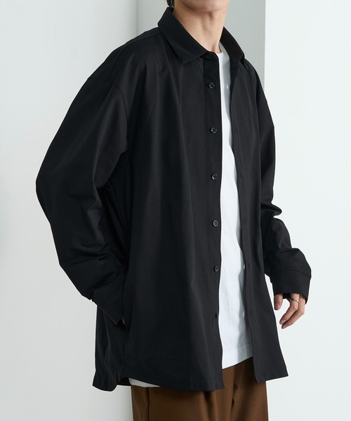 HAUS(ハウス)の「【HAUS】ブレサブルジャージーシャツブルゾン(シャツ/ブラウス・メンズ・ブラック/ベージュ・LL/L/M)」の1枚目の写真