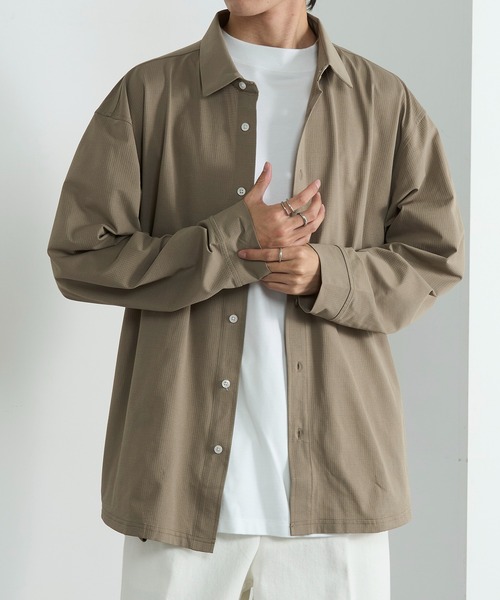 HAUS(ハウス)の「【HAUS】ブレサブルジャージーシャツブルゾン(シャツ/ブラウス・メンズ・ブラック/ベージュ・LL/L/M)」の13枚目の写真