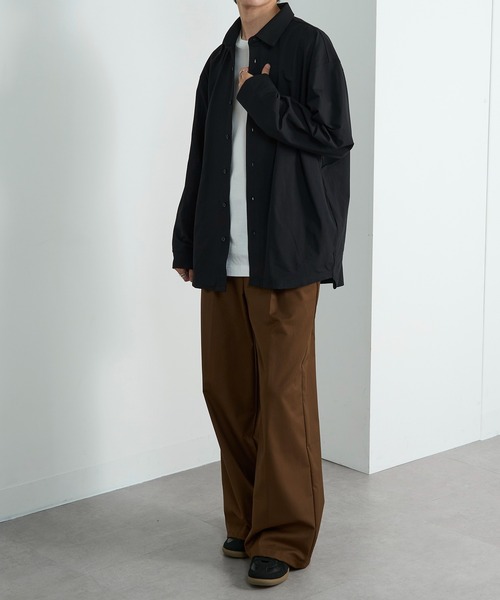 HAUS(ハウス)の「【HAUS】ブレサブルジャージーシャツブルゾン(シャツ/ブラウス・メンズ・ブラック/ベージュ・LL/L/M)」の3枚目の写真