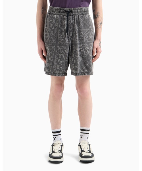 ARMANI EXCHANGE（アルマーニエクスチェンジ）の「【A|X アルマーニ エクスチェンジ】ペイズリープリント コットンリネンデニム ハーフパンツ（その他パンツ・メンズ・ブラック・30inch/32inch/34inch/36inch/33inch/28inch/29inch）」の5枚目の写真