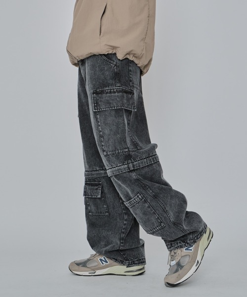 WEGO（ウィゴー）の「WEGO/2WAYマルチデニムカーゴパンツ（デニムパンツ・メンズ・ブラック系3/スカイブルー・LARGE/MEDIUM）」の2枚目の写真