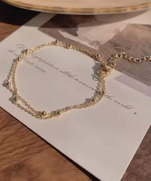 セール】【float】2連 シルバー ゴールド ビーズ シンプル