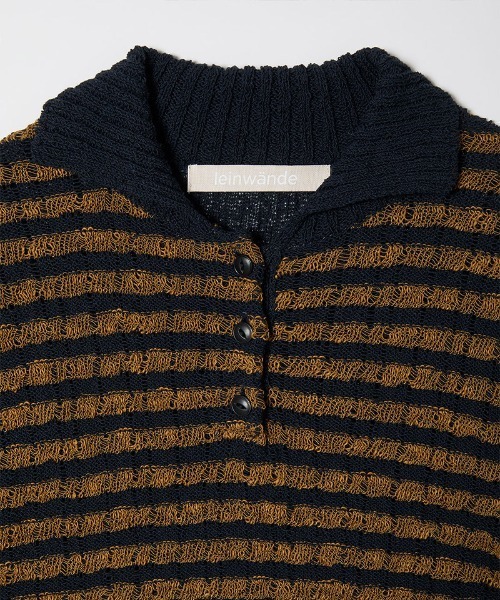 セール】Konjac Yarn Border Polo（ポロシャツ）｜leinwande
