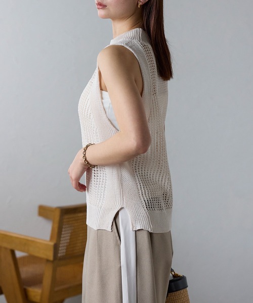 MASU ポップコーン　ノースリーブ コットンポップコーンショートセーターノースリーブ 01オフ