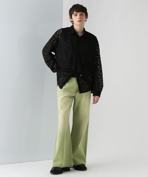 HARE（ハレ）の「デニムワイドフレアパンツ(HARE)（デニムパンツ・メンズ・グレー/ブラック/ピンク/グリーン/ブルー/レッド/グレー系その他・MEDIUM/SMALL/LARGE）」の14枚目の写真