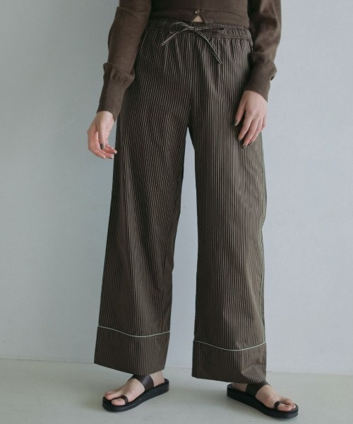 anuke(アンヌーク)の「anuke Stripe Pajamas Pants 62510701(その他パンツ・レディース・ブラウン/ブラック・38/36)」の1枚目の写真
