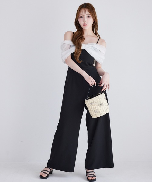 one after another NICE CLAUP（ワンアフターアナザーナイスクラップ）の「【Black collection】リボンロンパース（つなぎ/オールインワン・レディース・グレー系その他/ブラック×ホワイト/アイボリー・MEDIUM/SMALL）」の19枚目の写真