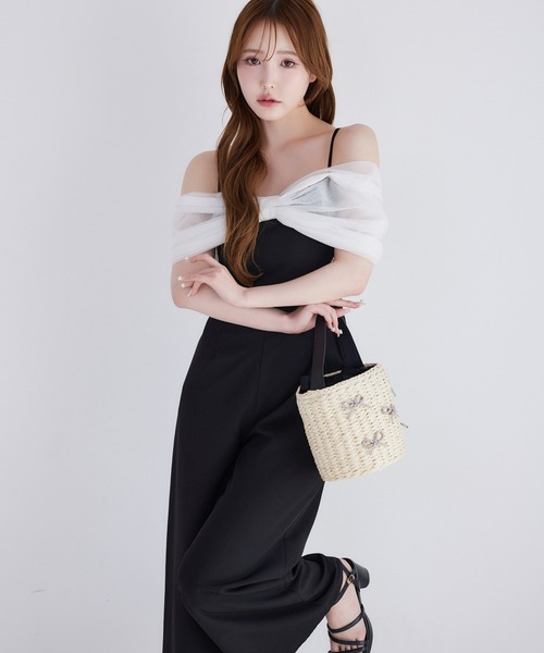 one after another NICE CLAUP（ワンアフターアナザーナイスクラップ）の「【Black collection】リボンロンパース（つなぎ/オールインワン・レディース・グレー系その他/ブラック×ホワイト/アイボリー・MEDIUM/SMALL）」の21枚目の写真