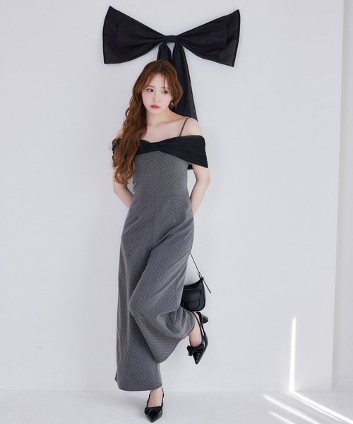 Black collection】リボンロンパース（つなぎ/オールインワン