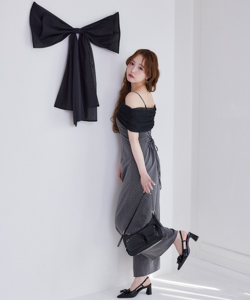 NICE CLAUP【Black collection】リボンロンパース Black collection】リボンロンパース（つなぎ/オールインワン