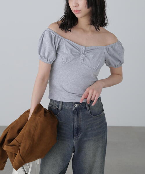 ギャザーオフショルカットソー SNIDEL｜【WEB限定カラーあり】ギャザーオフショルカットソー
