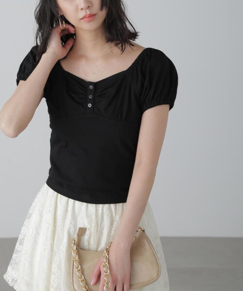 FREE'S MART(フリーズマート)の「◆オフショルギャザーカットソー(Tシャツ/カットソー・レディース・ホワイト/ブラック/グレー・FREE)」の1枚目の写真