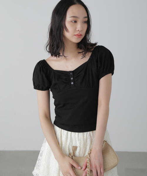 FREE'S MART(フリーズマート)の「◆オフショルギャザーカットソー(Tシャツ/カットソー・レディース・ホワイト/ブラック/グレー・FREE)」の5枚目の写真