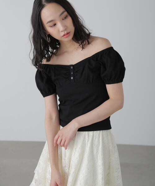 FREE'S MART(フリーズマート)の「◆オフショルギャザーカットソー(Tシャツ/カットソー・レディース・ホワイト/ブラック/グレー・FREE)」の10枚目の写真